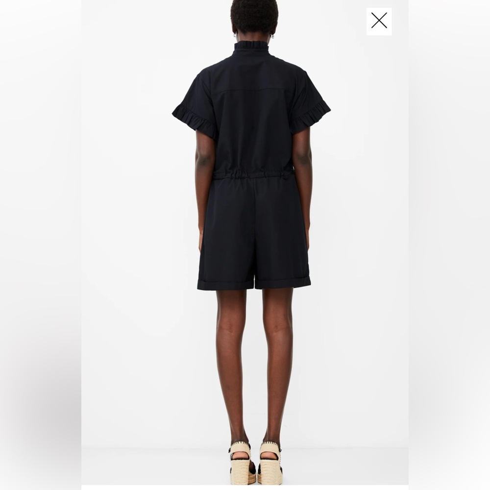 Black Ruffle Button-Up Romper - Picture 4 of 9